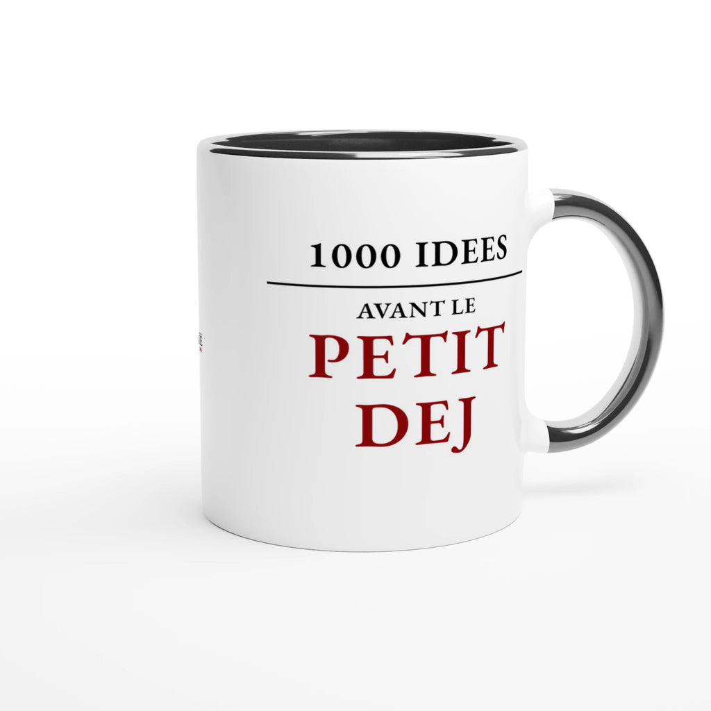Vue latérale du mug 1000 idées avant le petit-déj