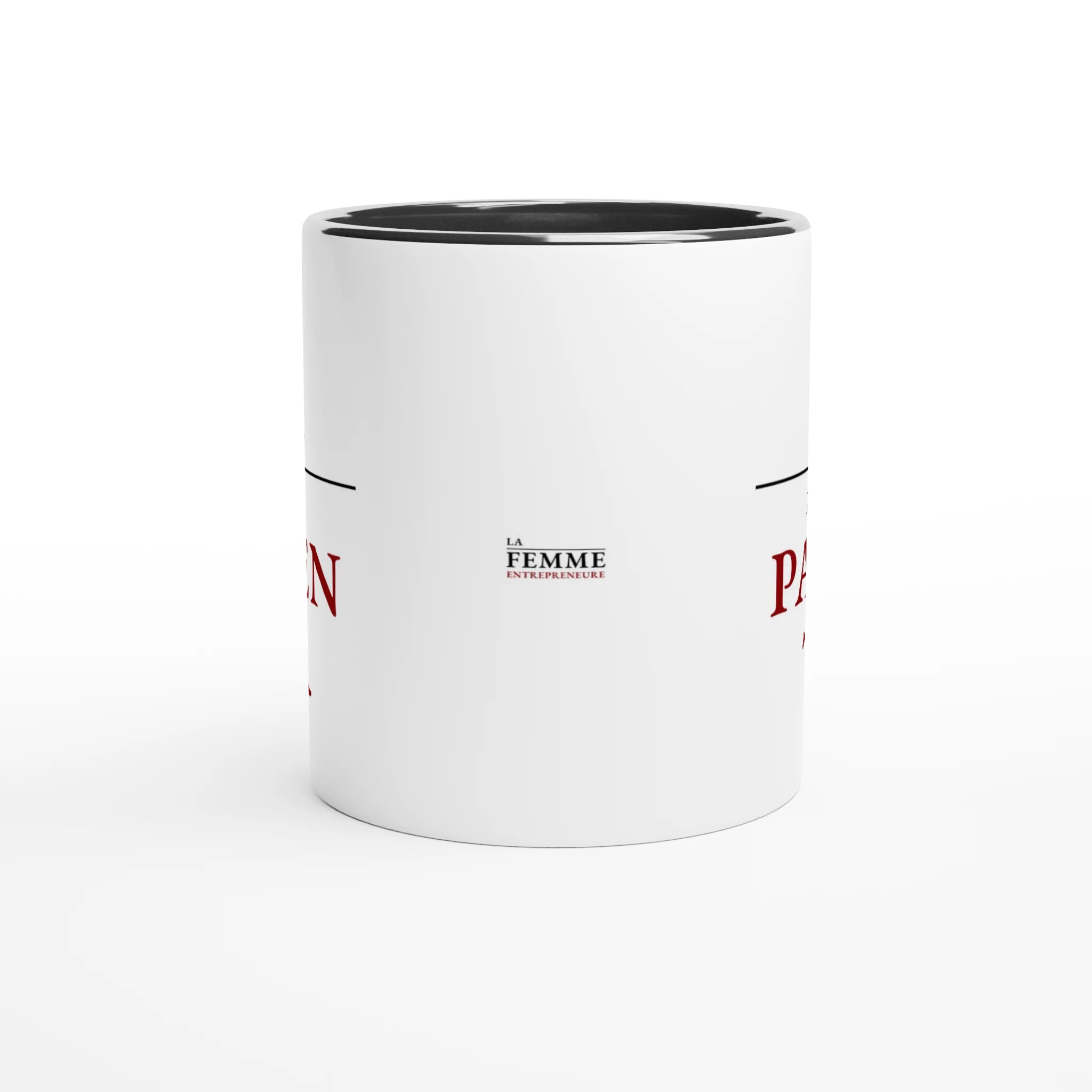 Vue arrière du mug Je bosse merci de patienter